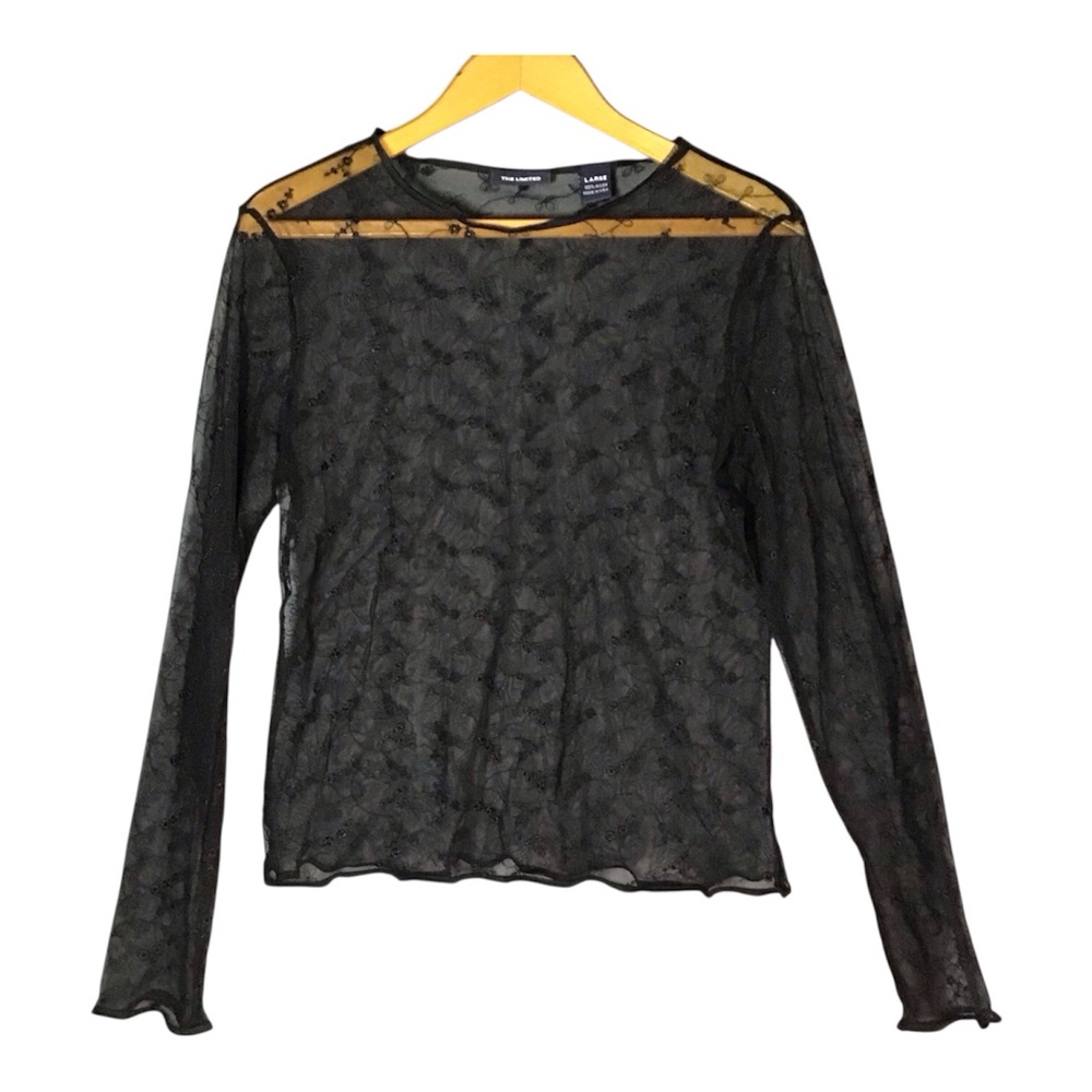 Sheer Black Lacey Top Layering Vintage Limited L Victorian Whimsigoth Witchy